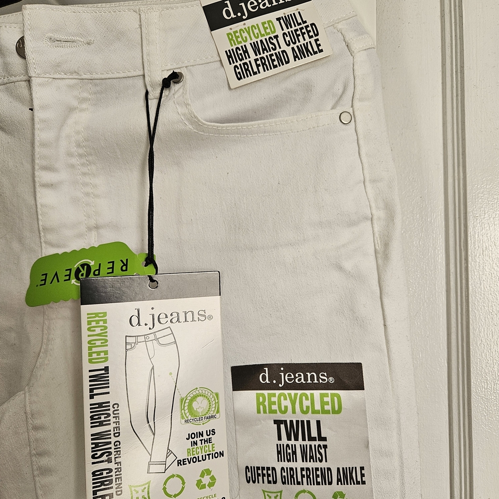 d. jeans White Recycled Twill Ankle Jeans